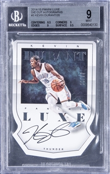 2014-15 Panini Luxe "Die Cut Autographs" #3 Kevin Durant Signed Card (#11/35) - BGS MINT 9